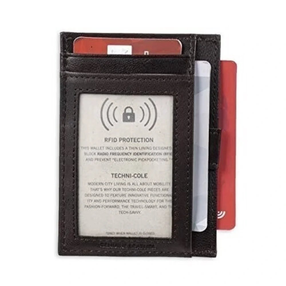 Kenneth Cole Reaction Wallet Mens Brown RFID Blocking Leather Passcase